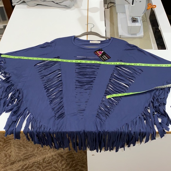Vocal Denim Blue Laser Cut Poncho very unique - Picture 10 of 11